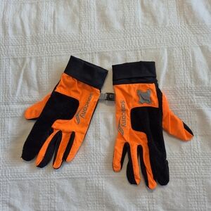 Saucony unisex XS neon orange & black running gloves VGUC